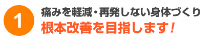 痛みを軽減・再発しない身体づくり　根本改善をめざします！